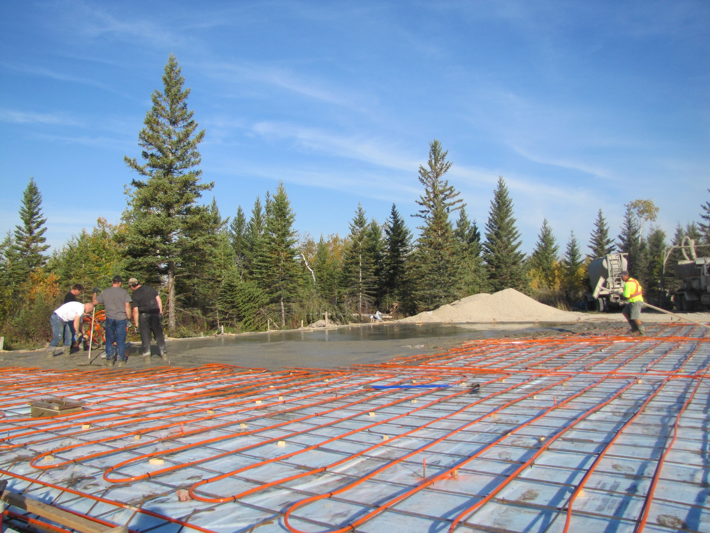 pouring concrete on job site